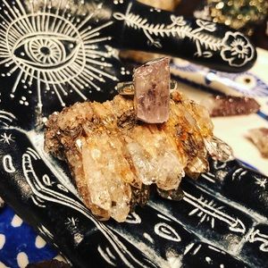 Raw Pink Kunzite healing crystal ring